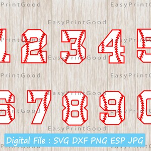 Zahlen svg Baseball Zahlen Baseball Cricut Zahlen Silhouette diy Baseball personalisierte Baseball Sport Zahlen svg Schnürsenkel Stiche Vinyl