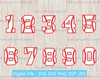 Baseball Numbers SVG: Stitched Laces, DIY Iron-On (Digital Download)