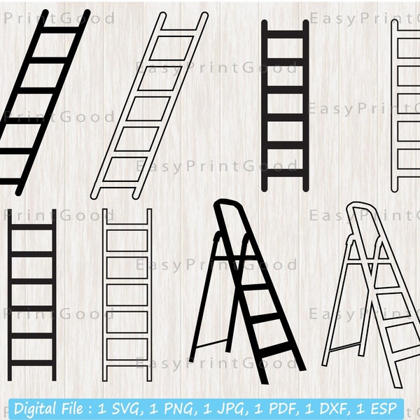 Ladder SVG Bundle, Ladder Svg, Step Svg, Rail Svg, Climb Clip Art, Ladder Vector, Step Ladder, Ladder Cutting Cut File, Cricut svg