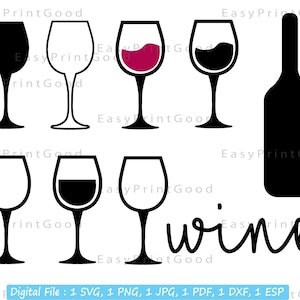 ワイングラス SVG、ワイン SVG、ドリンク SVG、グラス SVG、ボトル SVG、赤ワイングラス SVG、アルコール SVG、飲酒 SVG、ワイン愛好家 SVG、カットファイル、Cricut