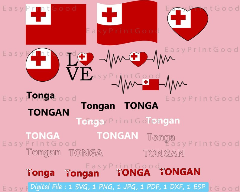 Tonga Flag Bundle Svg Tongan National Flag Love Tonga Etsy