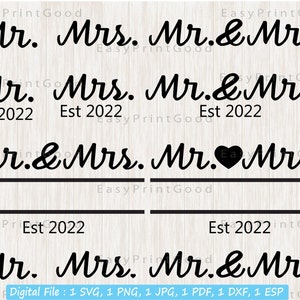 De heer en mevrouw Est. SVG-bestand voor knippen 2022 (digitale download)