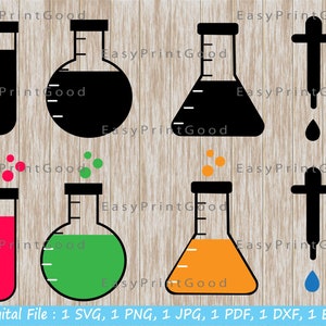 Chemistry Lab Clipart SVG: Flask, Beaker, Test Tube (Digital Download)