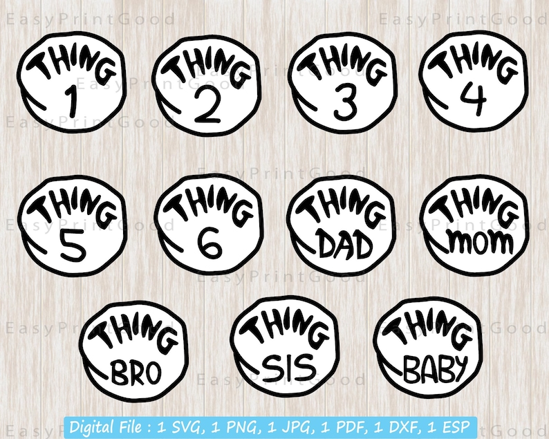 Thing 1 Thing 6 Svg Seuss Svg Thing Clipart Thing Dad - Etsy