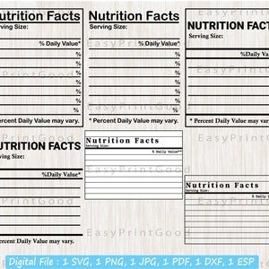 Nutrition Facts Svg, Nutrition, Nutrition Facts Clipart, Nutritional Facts Blank, Nutrition Facts Template Svg, Cut file, Cricut