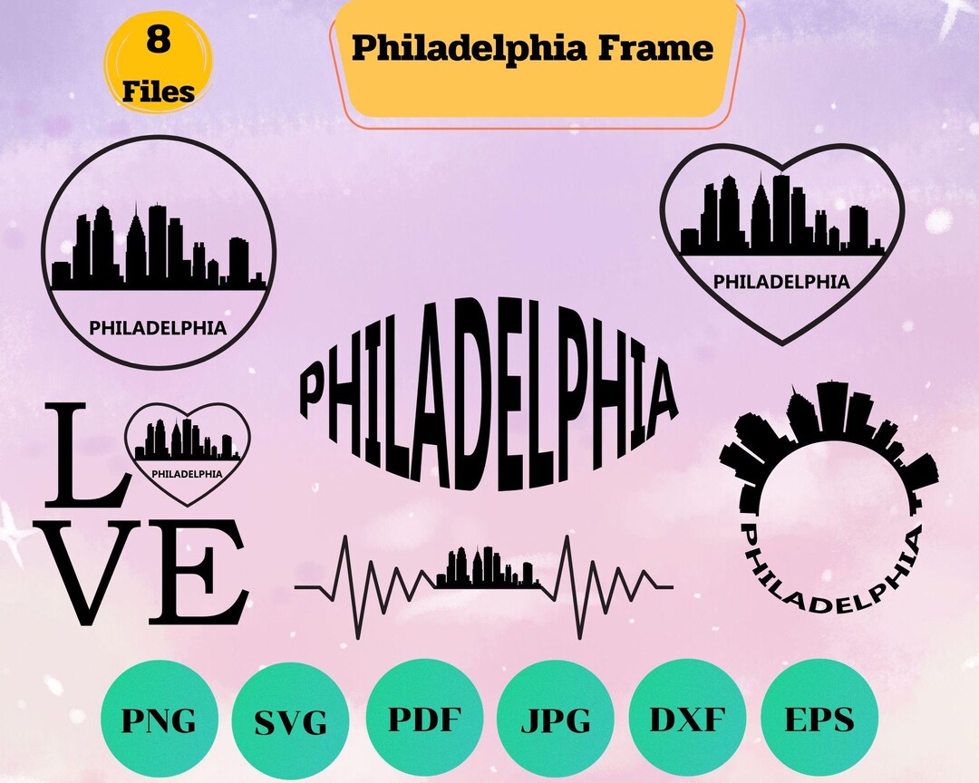 Frame Philadelphia Philadelphia Frame Bundle, Philadelphia Svg, Pennsylvania Skyline ...