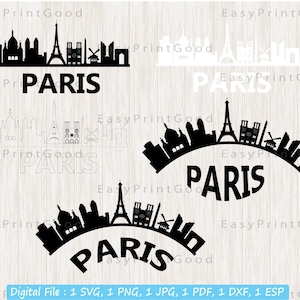 Paris Svg, Paris Svg Skyline, France Svg, Cityscape Horizon, France Skyline Cityscape Silhouette, Instant Download, Cut file, Cricut