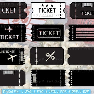 Ticket Outline Svg, Ticket Svg, Ticket Clipart, Prize Svg, Raffle Svg, Ticket Movie Cinema, Concert ticket, Blank Ticket, Cut file, Cricut