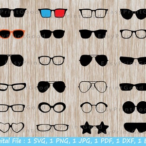 Sunglasses SVG Bundle: Glasses Clipart, Silhouette Cut File (Digital Download)