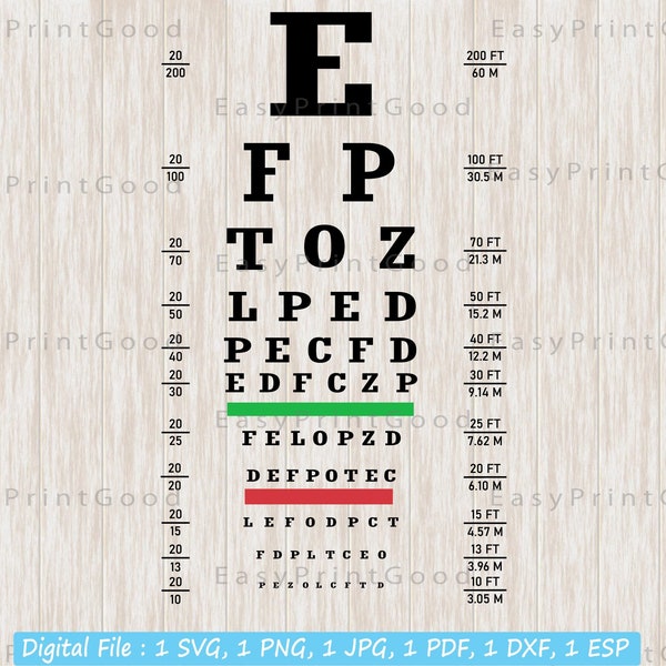 Eye Chart Svg, Eye Test Chart for Office Svg, Vision Test Svg, Eye Exam Svg, Vision Exam, Medical Eye Chart Clinic Test, Cut file, Cricut