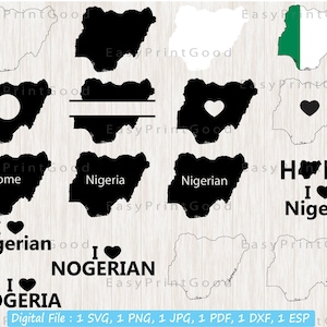 Nigeria Svg Bundle, Map of Nigeria, Nigerian Outline, Boundary Country Map of Nigeria, Nigeria Love, Home, Monogram Frame, Cut file, Cricut