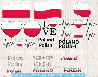 Poland Flag SVG Bundle: Polish Heart, Banner, Clipart (Digital Download)