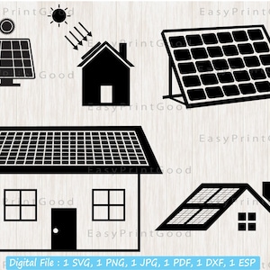 Casa com Painel Solar Svg, Energia Renovável Svg, Clipart de Casa, Painel Solar Telhado Svg, Painel Solar Svg, Energia Solar Svg, Arquivo de corte, Cricut