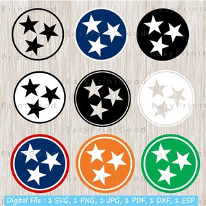 Tennessee Tristar Svg, Tri-Star Svg, Distressed Three Stars Tennessee, Tennessee Clipart, Cricut, Staat Tennessee Tri-Star, Silhouet