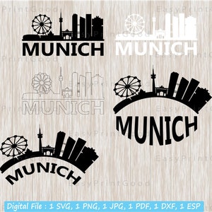 Munich Skyline SVG Bundle: Cityscape Silhouette Cut File (Digital Download)