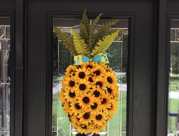 Sunflower Pineapple Wreath Front Door Decoration Etsy