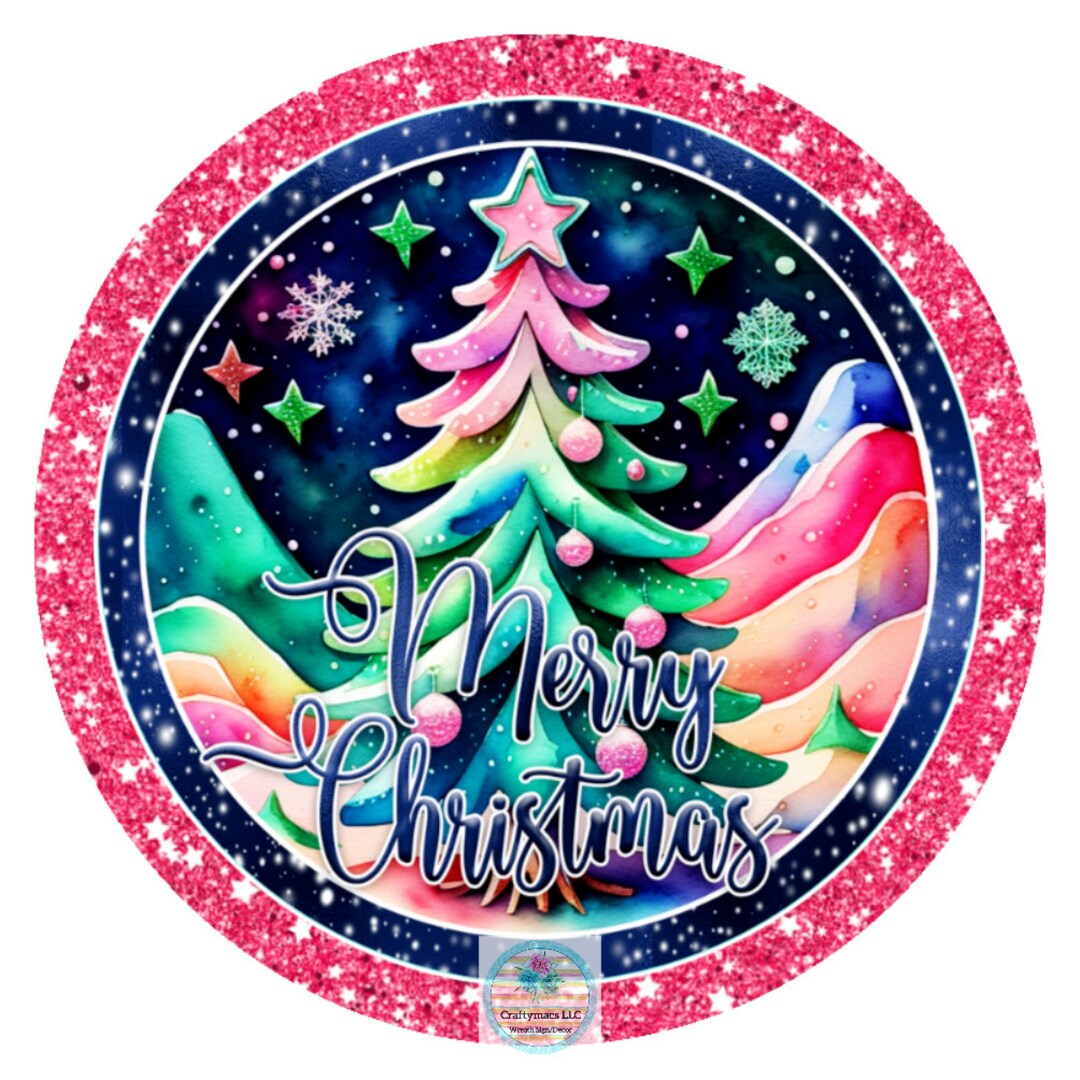 Christmas Sign, Merry Christmas Tree Sign, Holiday Sign, Wreath Sign