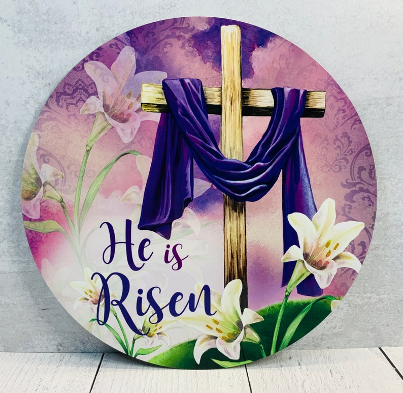 Wreath Sign He is Risen Sign Spring Sign Christian Sign Etsy