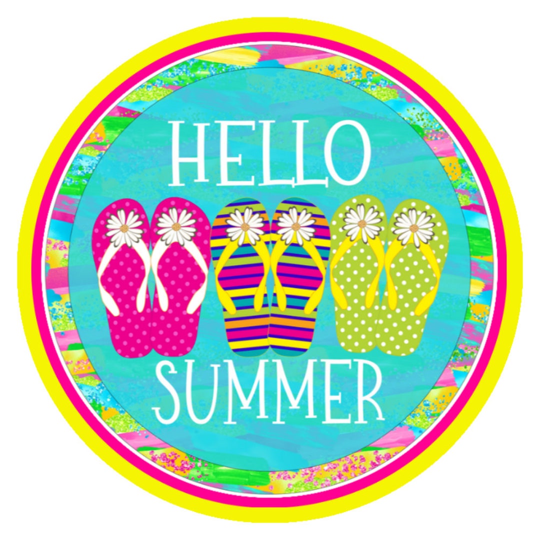 Wreath Sign, Hello Summer Flip Flops, Spring Summer Sign - Etsy