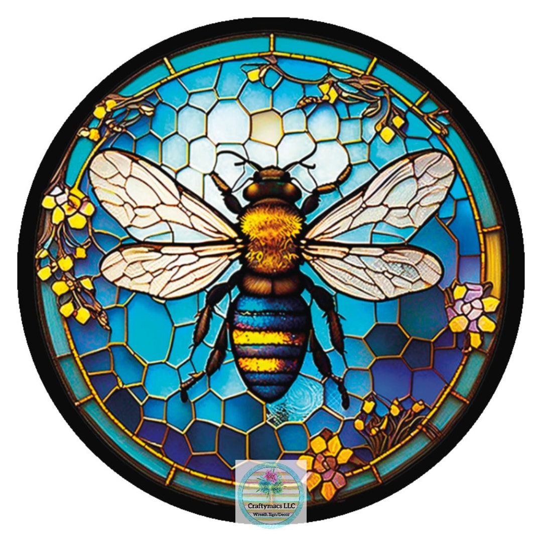 Bee Stained Glass Sign, Spring Summer Sign, Wreath Sign, Home Decor ...