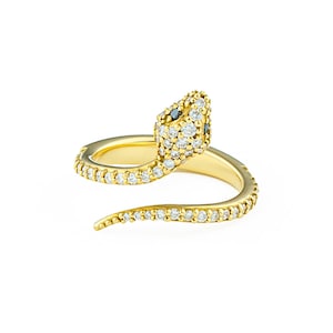 Wrap Diamond Snake Ring-Recycled 18K Gold Kundalini Ring, Ethical Jewelry, Sustainable Symbolic Ring, Handmade Gold Snake Ring