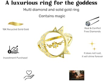 Diamanten hemelring van 18 kt gerecycled goud • Sun Moon Star-ring