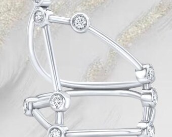 Anillo de la constelación del zodíaco Aries: oro reciclado de 14 quilates y 18 quilates, diamantes libres de conflictos, joyas de constelaciones astrológicas, joyería fina ética