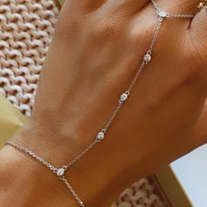 Hand Chain 0.25 Ct Diamond Bracelet - 18K/14K Recycled Gold Bracelet, Dainty & Elegant, Ethical Fine Jewelry