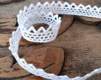 Bleached Cotton Lace Trim (10 mm), Scaloped Edge Lace for Kitchen Table Clothes Decor