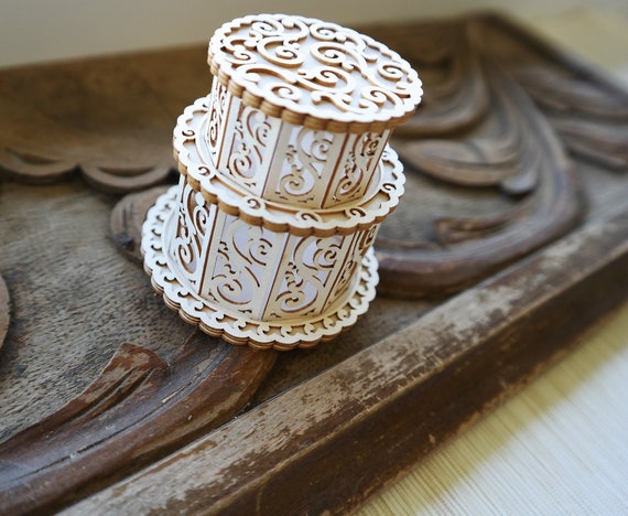 3D Vintage Cake Chipboard Die Cut with Laser, Lacy Paper Wedding Cake for Invitations, 1 pc.