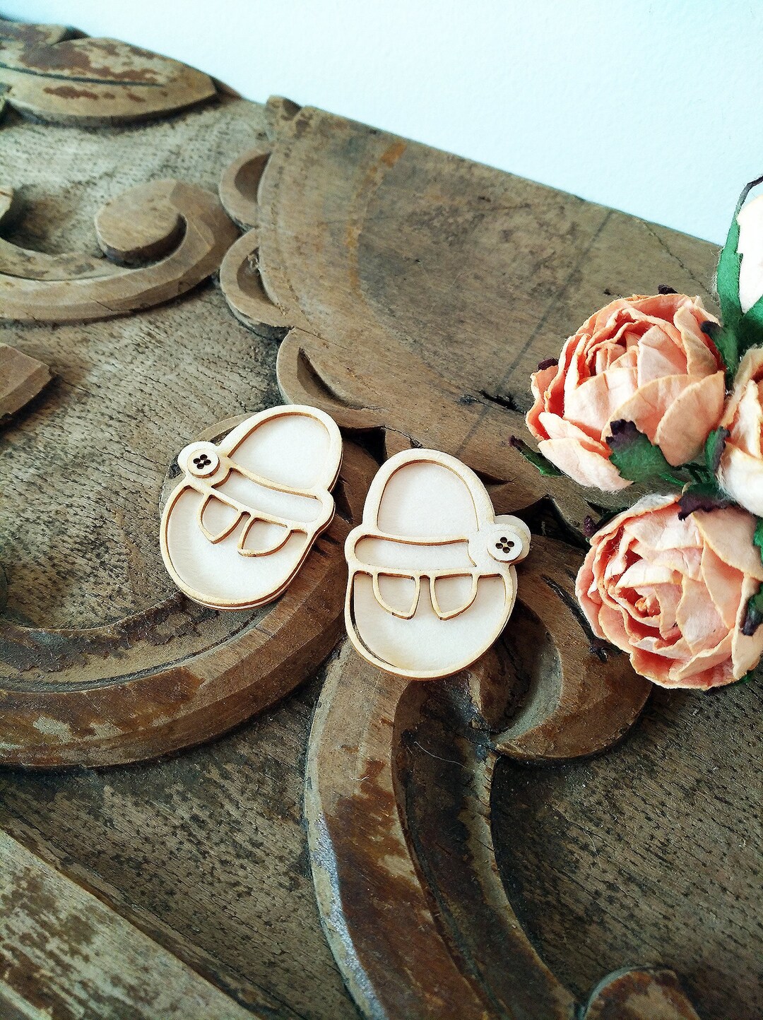 Baby Girl Shoes Laser Cut 3D Shape for Greeting Cards, Chipboard Die