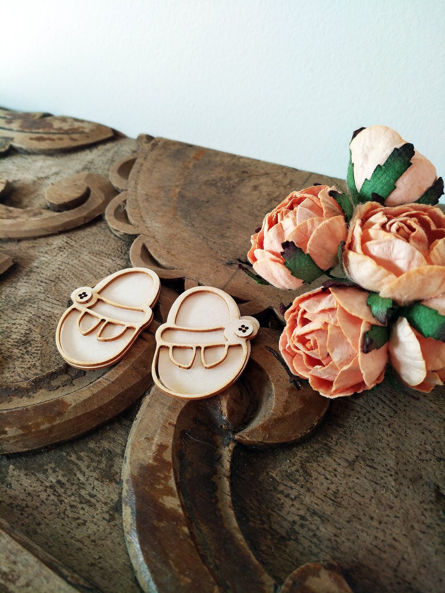 Baby Girl Shoes Laser Cut 3D Shape for Greeting Cards, Chipboard Die