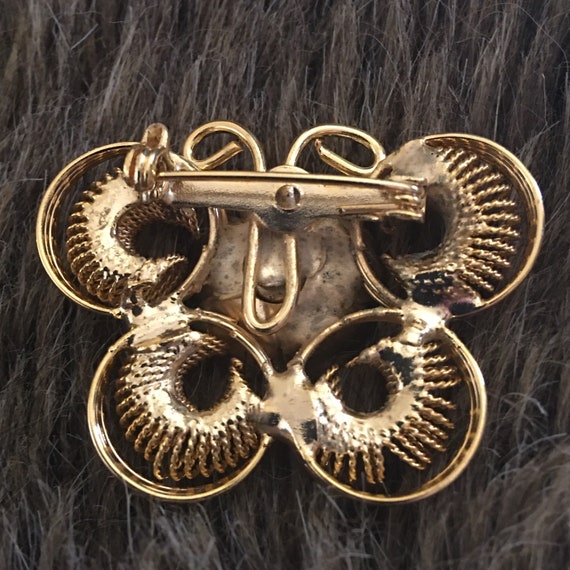 Vintage 60s new old stock gold butterfly brooch - image 8