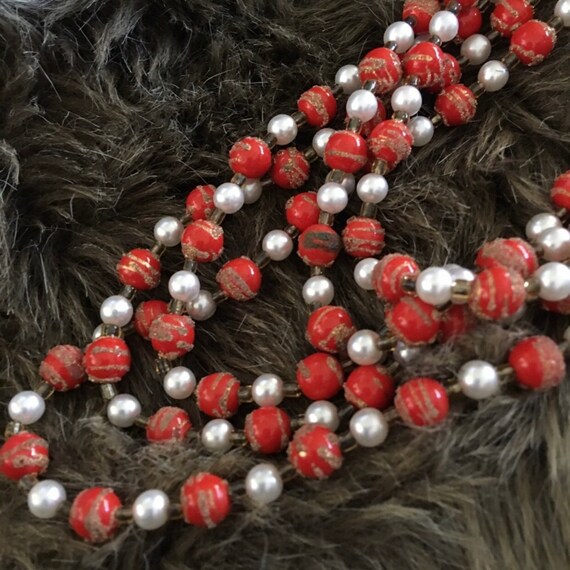 Vintage 60s multi strand sparkle painted bead nec… - image 5