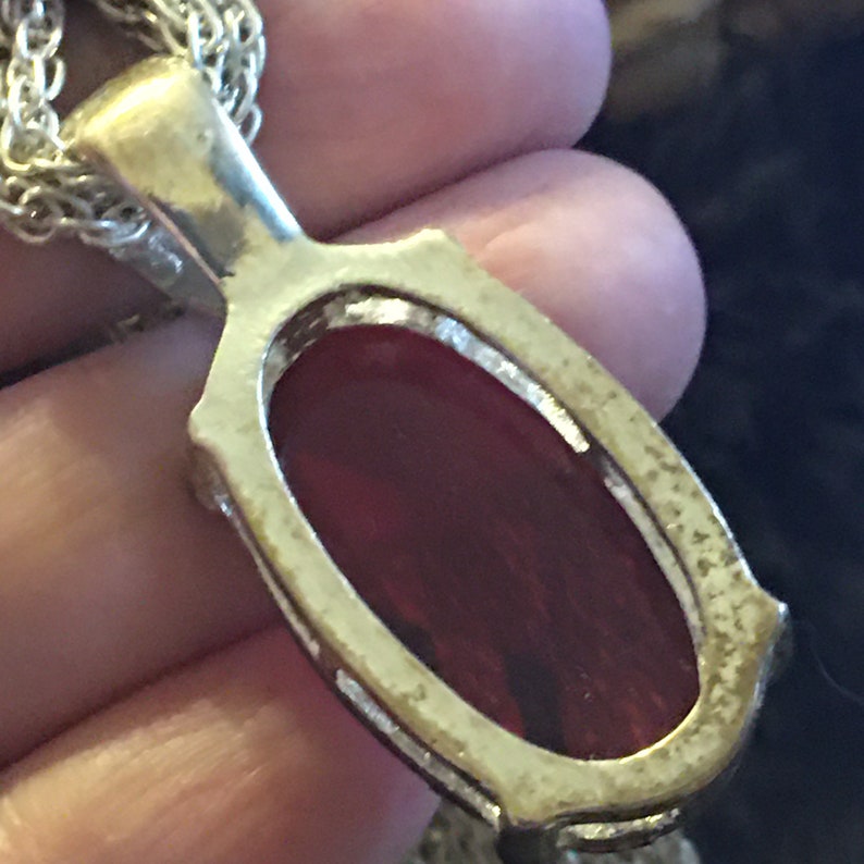 Vintage oval faceted glass stone chain necklace