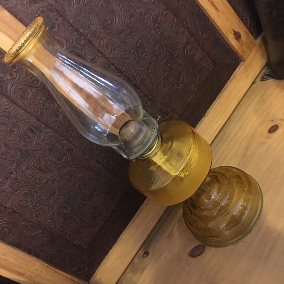 1950s Large Yellow Antique Oil Lamp Etsy