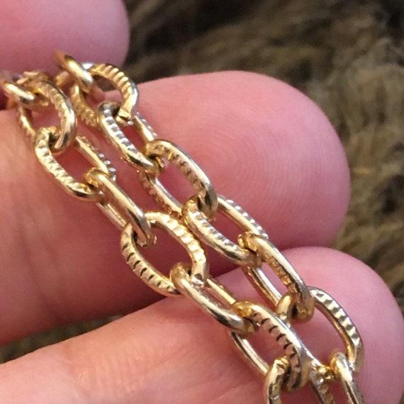 Vintage Avon enamel fan pendant gold link chain - image 8