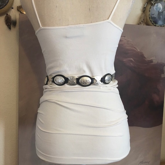 Tony Lama Silver concho Black leather western belt