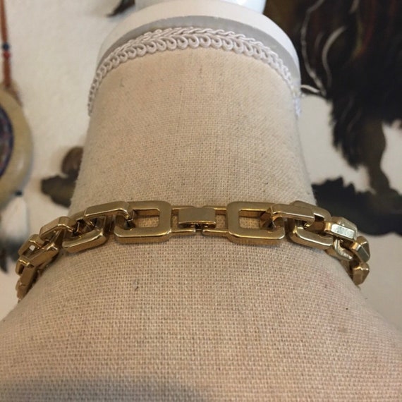 Vintage gold tone chunky link enamel necklace - image 7