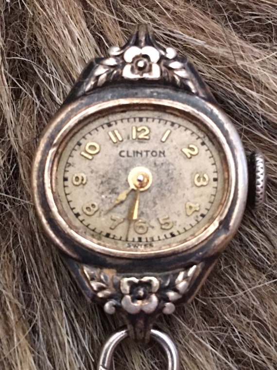 Antique 40s Clinton ladies watch face working