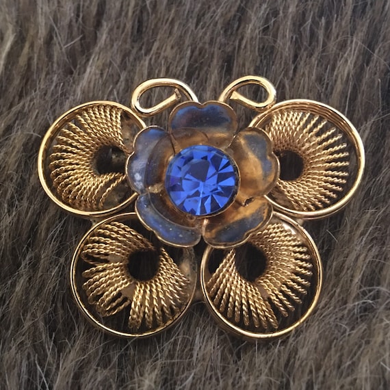 Vintage 60s new old stock gold butterfly brooch - image 1