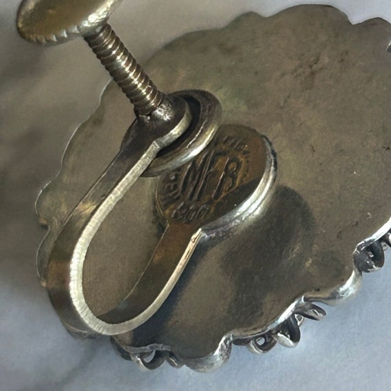 Antique genuine opal 800 Mexican silver screw bac… - image 9