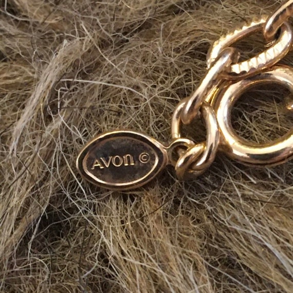 Vintage Avon enamel fan pendant gold link chain - image 5