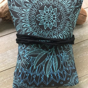 Tarot Deck Pouch, A Blue and Black Mandala Design