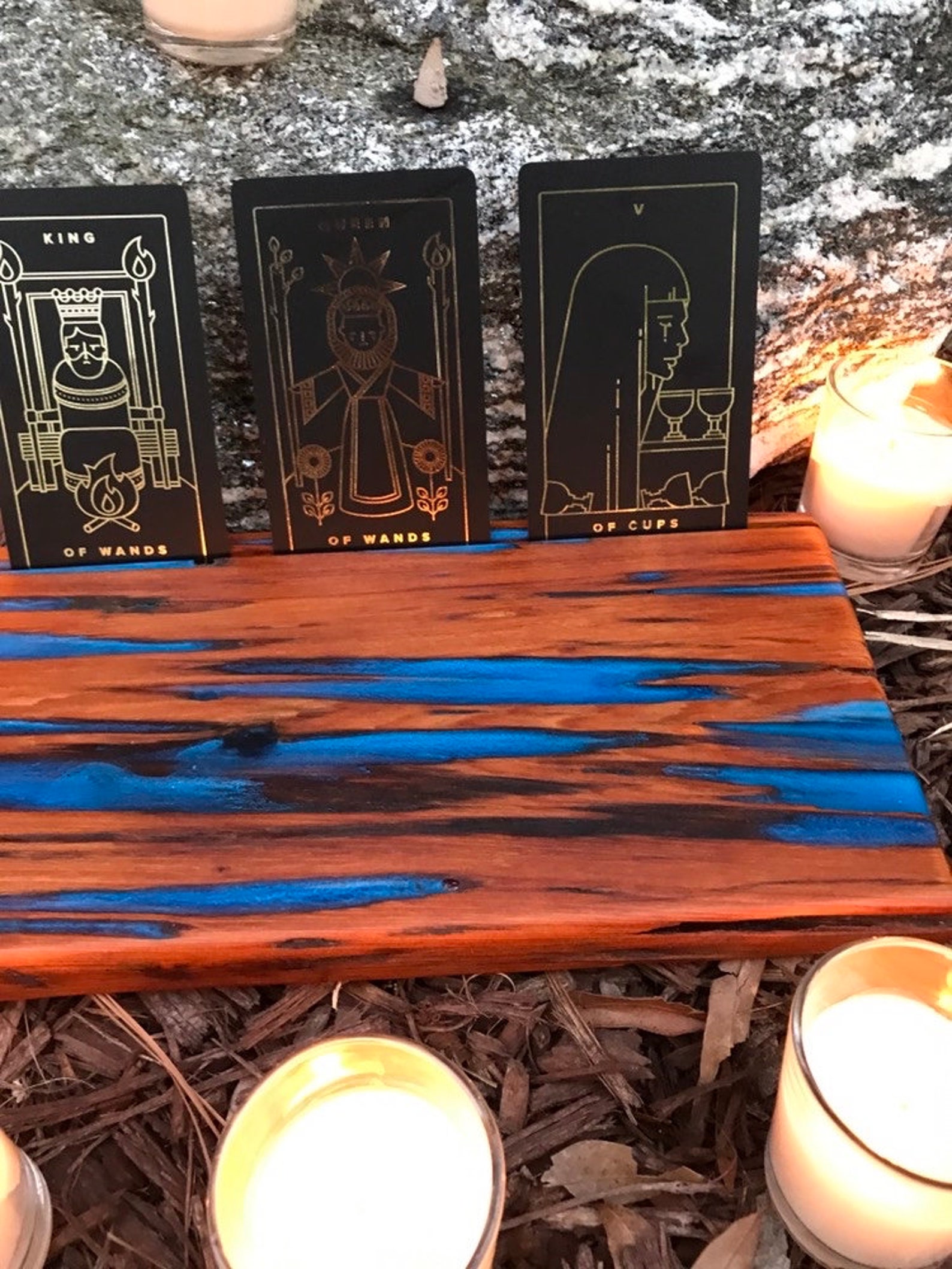 Tarot Card Holder Wood and Resin Card Holder Etsy