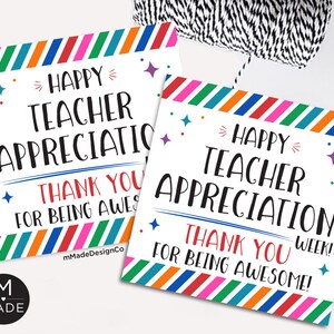 Tag della settimana di apprezzamento degli insegnanti felici Grazie per essere un insegnante fantastico Grazie PTA PTO Etichette regalo di riconoscimento per insegnanti di classe scolastica