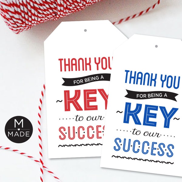 Key To Our Success Tags, Employee Appreciation, Team Thank You, Office, Staff, Workplace, Keychain, Lanyard, Key Tags, Office Gift Tags