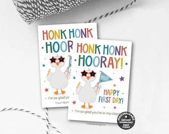 Silly Goose Back To School Tags Personalizable Classroom Gifts Happy First Day Welcome Back Honk Hooray Hand Drawn Printable