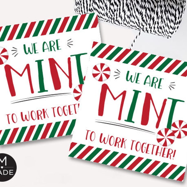 We Are Mint To Work Together, Holiday Mints Tag, Christmas Mints Tags, Volunteer, Office, Coworker, Employee Appreciation, Printable