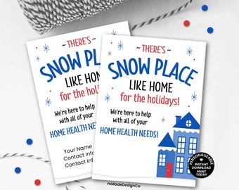 Personalizable Home Health Marketing Tags No Place Like Home Christmas Home Health Care Winter Caregiving Promo Home Health Holiday Tags